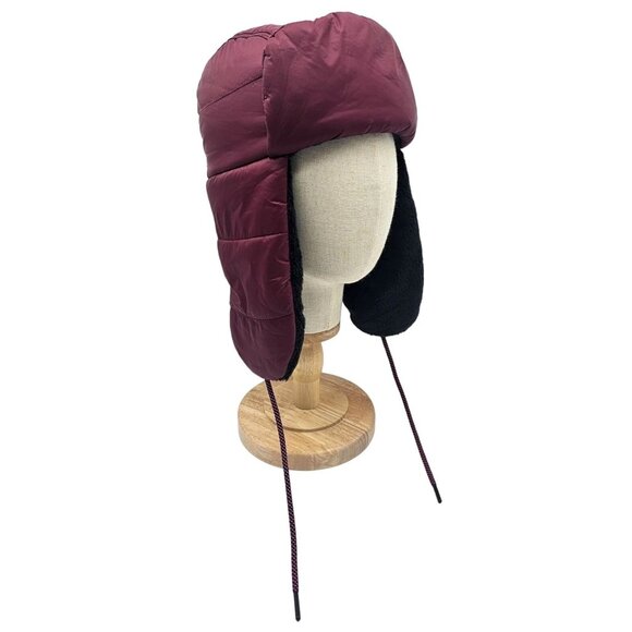 Lands End Trapper Hat Nylon Puffer Hood Ear Flaps Velvet Lining Winter Women's - Picture 1 of 6
